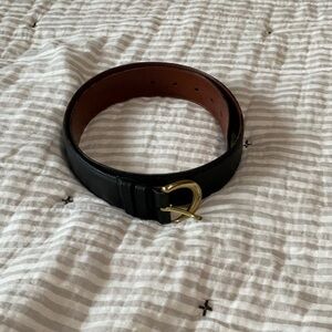 Coach Black Genuine Leather Belt with Gold Buckle